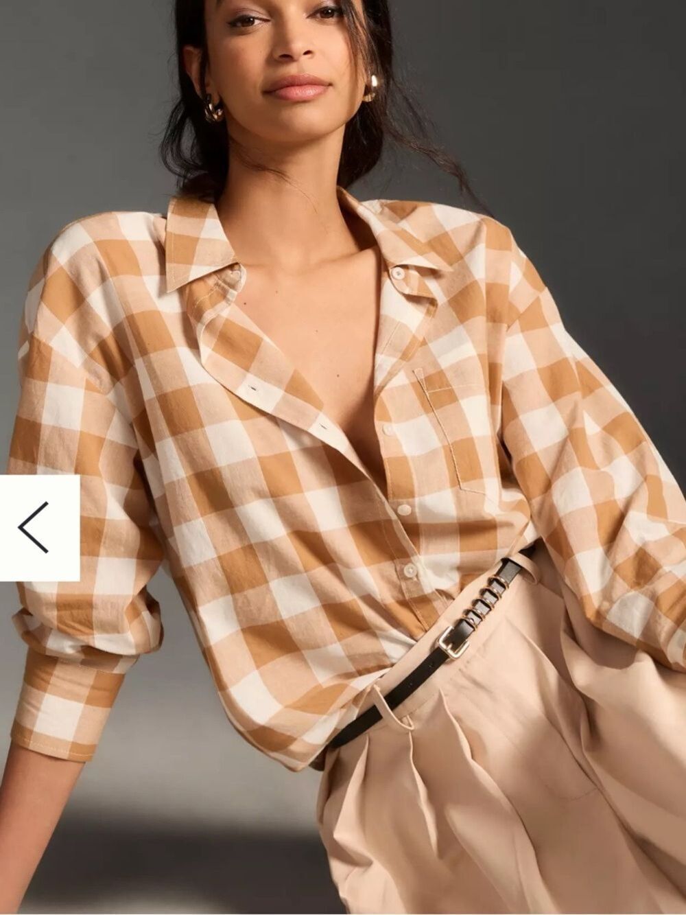 Anthropologie Maeve Bennet Button Down Oversized Buffalo Check Shirt - Picture 12 of 12
